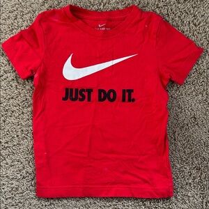 Nike Kids Bold Red Tee with Swoosh and Slogan